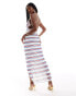 ASOS DESIGN twist bust midi dress with rope knot detail back in stripe