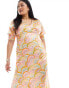 Never Fully Dressed Plus metallic puff sleeve midaxi dress in rainbow print EU 54 - фото #8