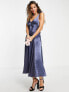 Topshop bridesmaid contrast insert detail slip dress in navy 34 - фото #5