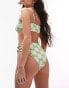 Topshop daisy jacquard ring detail high waist bikini bottoms in green Green and White, US 2 - фото #8