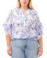 Фото #1 товара Plus Size Printed Flutter Sleeve Blouse