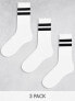 Фото #1 товара Weekday 3-pack stripe sport socks in white with black stripe