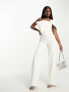 Forever New fallen shoulder bow jumpsuit in ivory