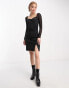 Фото #1 товара Karl Kani retro satin long sleeve dress in black