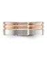 Stainless Steel Brushed Rose IP-plated Stripes Band Ring