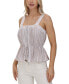 ფოტო #3 პროდუქტის Women's Lace-Trim Striped Peplum Top