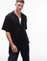 Topman short sleeve revere shirt in black