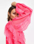 Фото #4 товара ASOS DESIGN frilly high neck maxi dress in fluro pink