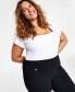 Фото #4 товара Plus Size Tummy-Control Pull-On Skinny Pants, Created for Macy's