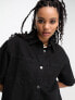 ASOS DESIGN denim longline shirt in washed black