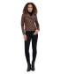 Women's Felix Asymmetrical Moto Jacket With Wing Collar Sepia, Средний - фото #9