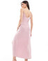 Vila Bridesmaid satin ruched side maxi dress in light pink