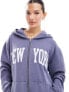 Фото #3 товара Miss Selfridge New York washed zip through hoodie in Navy