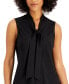 Фото #3 товара Women's Sleeveless Tie-Neck Top, Regular and Petite Sizes