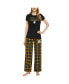 Women's Black, Gold Pittsburgh Steelers Arctic T-shirt and Flannel Pants Sleep Set