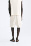 100% linen irregular textured bermuda shorts