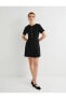 Фото #2 товара Kadın Altın Düğme Detaylı Pileli Mini Tüvit Elbise 4SAL80085IW