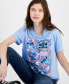 Juniors' Stitch Grid Crewneck T-Shirt