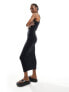 COLLUSION square neck cami maxi dress in black