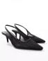 ASOS DESIGN Shake slingback kitten heels in black mesh Черный, 42 - фото #2