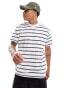 Brave Soul oversized high neck stripe t-shirt in white & navy