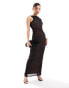 Фото #2 товара ASOS DESIGN sleeveless sheer scoop back maxi dress in black