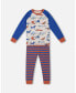 ფოტო #1 პროდუქტის Baby Boys Baby Organic Cotton Two Piece Pajama Set Blue And Orange Stripe