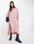 ASOS DESIGN cord oversized maxi shirt dress with splits in pink