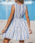 Фото #2 товара Women's Striped Sleeveless V-Neck Mini Beach Dress