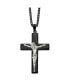 ფოტო #1 პროდუქტის Polished Black IP-plated Crucifix Pendant Curb Chain Necklace