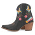 Dingo Melody Leather Graphic Embroidery Snip Toe Cowboy Booties Womens Black Cas