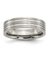 Фото #1 товара Titanium Brushed and Polished Grooved Wedding Band Ring