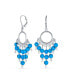 Фото #1 товара Ethnic Indian Style Blue Stimulated Turquoise Fringe Tassel Beads Chandelier Earrings For Women Sterling Silver Lever Back