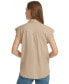 Фото #2 товара Petite Button-Front Cap-Sleeve Shirt