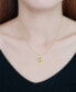 Cubic Zirconia Solitaire & Polished Cross Pendant Necklace in 18k Gold-Plated Sterling Silver, Created for Macy's