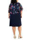 Фото #2 товара Plus Size Printed Cape-Overlay Sheath Dress