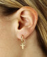 ფოტო #2 პროდუქტის Dangle Cross Hoop Earrings in 14k Gold