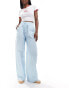 Фото #1 товара ASOS DESIGN seersucker tie waist wide leg trouser in blue & white stripe