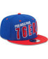 Фото #1 товара Men's Royal, Red Philadelphia 76ers Stacked Slant 2-Tone 9FIFTY Snapback Hat