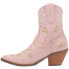 Dingo Primrose Embroidered Floral Snip Toe Cowboy Booties Womens Pink Casual Boo