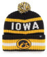 ფოტო #1 პროდუქტის Men's Black Iowa Hawkeyes Bering Cuffed Knit Hat with Pom
