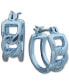 ფოტო #1 პროდუქტის Blue-Tone Chain Link Hoop Earrings