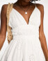 ONLY open back mini dress with broderie detail in white