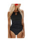 Фото #1 товара Women's Tummy Control Cutout High Neck One Piece Swimsuit