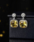 ფოტო #2 პროდუქტის Silver-Tone Light Yellow Square Earrings