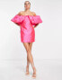 Фото #8 товара ASOS EDITION volume sleeve satin mini dress in hot pink