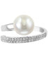 ფოტო #2 პროდუქტის EFFY® Cultured Freshwater Pearl (10mm) and Diamond (1/5 ct. t.w.) Ring in 14k White Gold and Yellow Gold