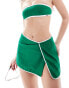 Фото #4 товара Free Society contrast mini beach skirt in green and white