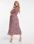 Nobody's Child Maternity – Luna – Midi-Freizeitkleid mit Schlitz und Blumenmuster in Fuchsia