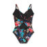 Women's UPF 50 Ring Back One Piece Swimsuit - Aqua Green Multi Black M